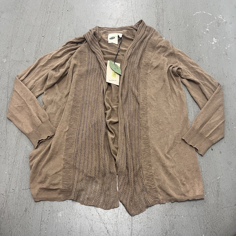 Nurture Women's Open Front Cardigan Sweater Brown Long Sleeve Knit Size Large